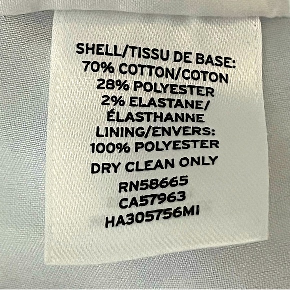 HALOGEN Cotton Blend Skirt Lined Floral Textured Stitched Pattern Lt. Blue White - Picture 4 of 4